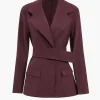 Notched Lapel Belted Blazer And Trousers Set>MICAS Online