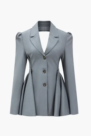 Notched Lapel Ruched Backless Blazer>MICAS Best