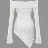 Off Shoulder Asymmetric Long Sleeve Top>MICAS Fashion