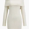 Off Shoulder Ribbed Knit Mini Dress>MICAS Sale