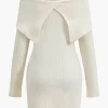 Off Shoulder Ribbed Knit Mini Dress>MICAS Sale