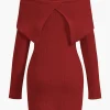 Off Shoulder Ribbed Knit Mini Dress>MICAS Sale