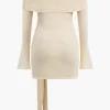 Off Shoulder Twist Front Knit Mini Dress>MICAS Outlet