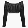 Off The Shoulder Twist Crop Blouse>MICAS Outlet