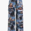 Oil Painting Pattern Drawstring Strappy Top And Pocket Trousers Set>MICAS Outlet
