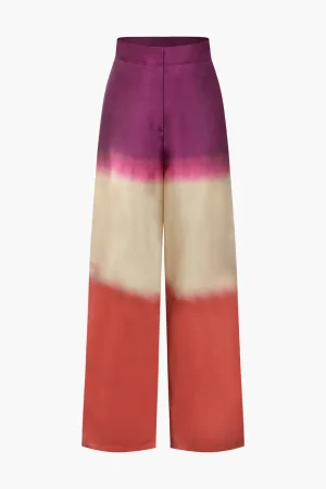 Ombre High Waisted Satin Straight Leg Pants>MICAS Online