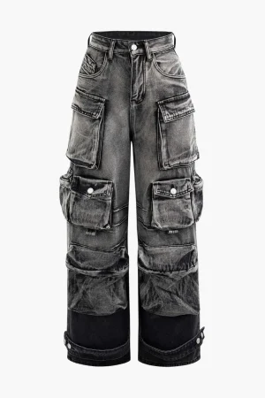 Ombre Multi Pocket Wide Leg Cargo Jeans>MICAS Discount