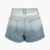 Ombre Print Button Zipper Denim Shorts>MICAS Hot
