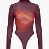 Ombre Print Mesh Long Sleeve Bodysuit>MICAS Sale
