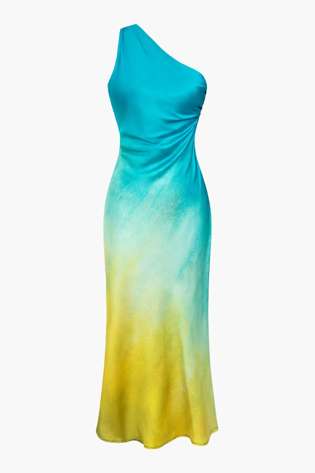 Ombre Print Satin Asymmetrical Maxi Dress>MICAS Discount