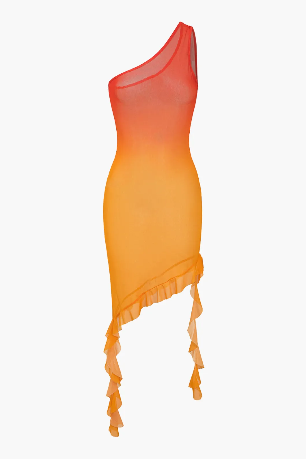 Ombre Ruffle One Shoulder Cover Up>MICAS Sale
