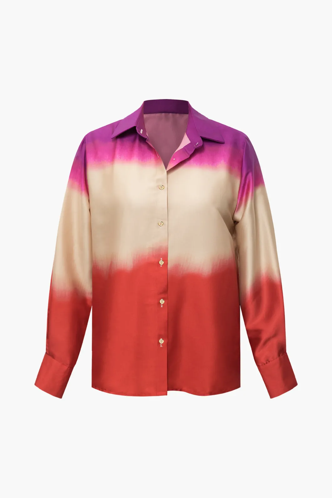 Ombre Satin Long Sleeve Shirt>MICAS Outlet