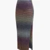 Ombre Side Slit Knit Midi Skirt>MICAS Online
