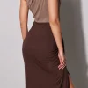One Shouder Patchwork Ruched Slit Maxi Dress>MICAS Hot