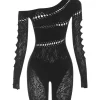 One Shoulder Cut Out Lace Romper>MICAS Hot