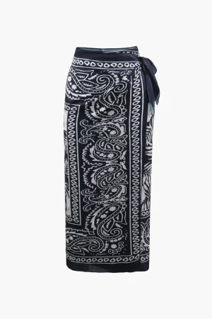 Paisley Print Knot Side Midi Skirt>MICAS Clearance