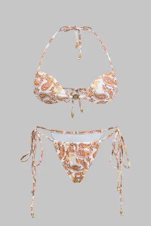 Paisley Print Tie-Up Bikini Set>MICAS New