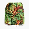 Palm Leaf Print Fringe Knot Mini Skirt>MICAS Sale