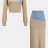 Patchwork Asymmetrical Sweater Skirt>MICAS Clearance