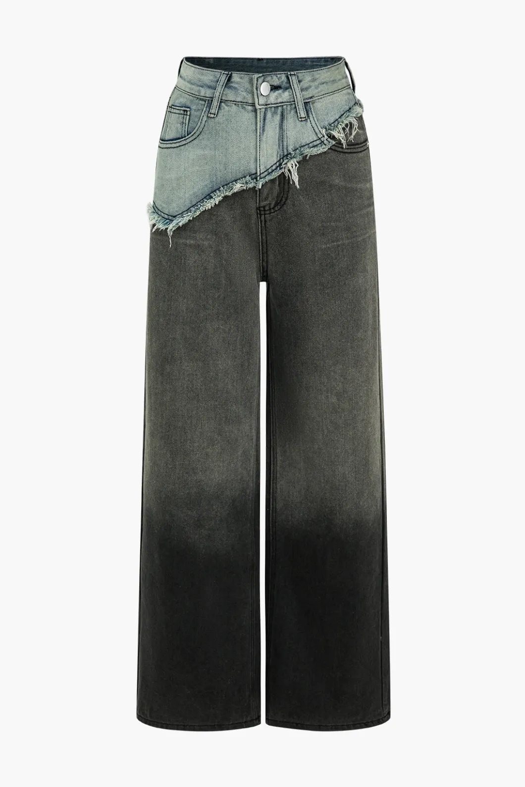 Patchwork Color Block Wide Leg Jeans>MICAS Hot