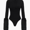 Patchwork Fur Long Sleeve Bodysuit>MICAS Hot