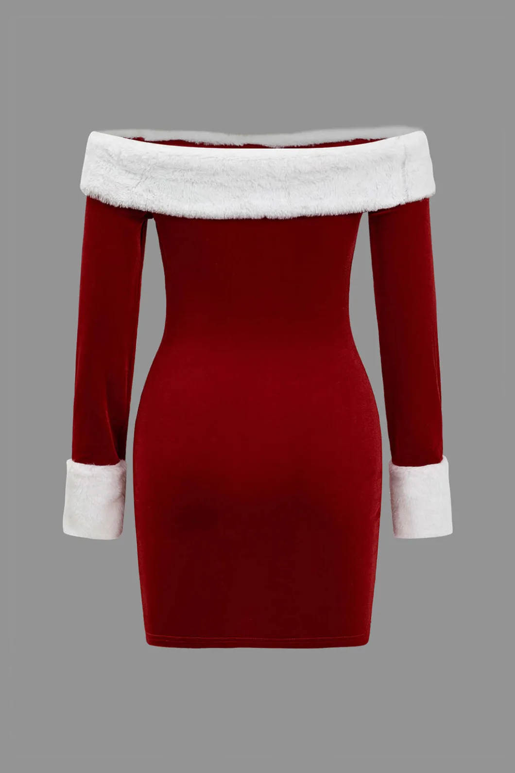 Patchwork Fur Off Shoulder Long Sleeve Mini Dress>MICAS Online