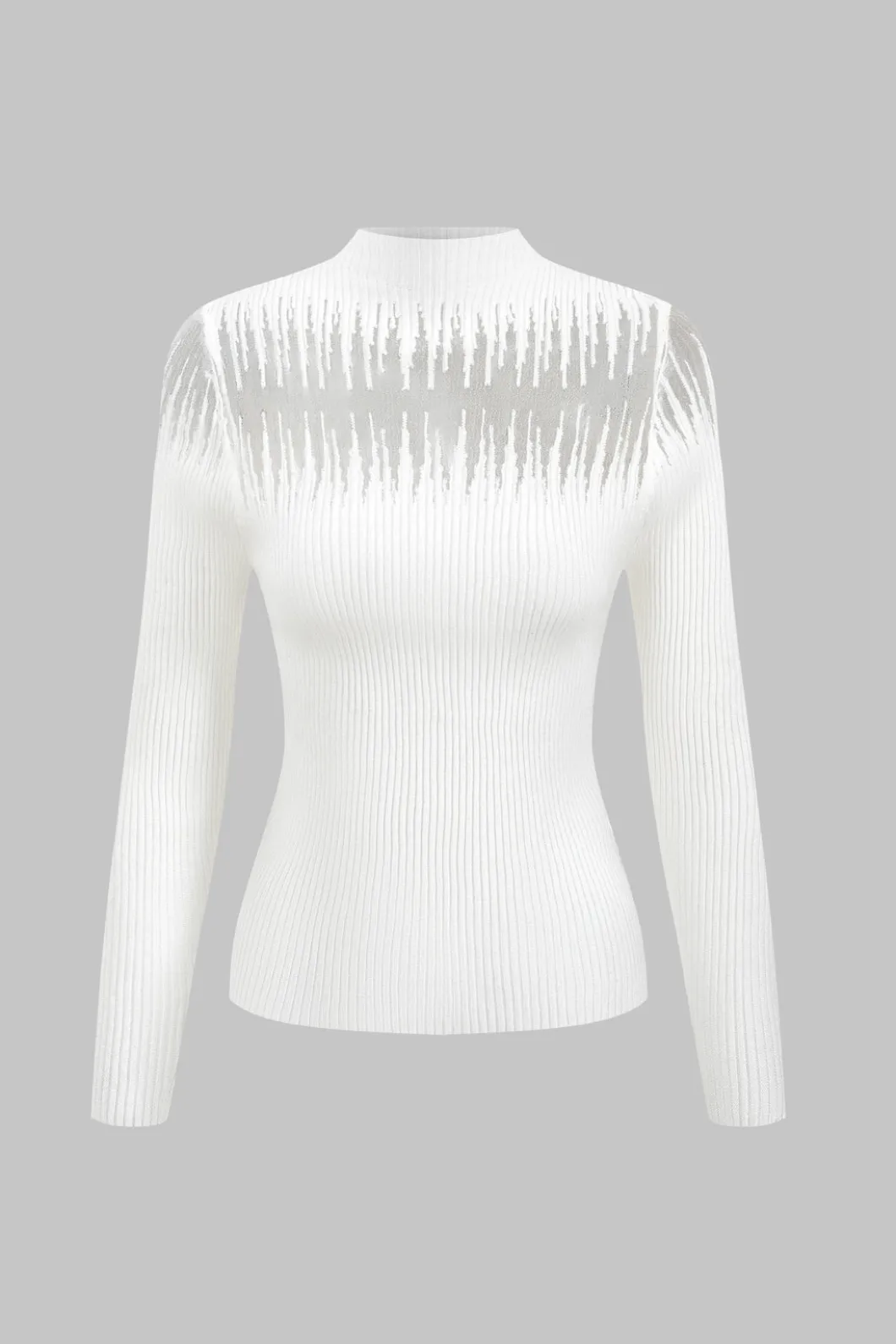 Patchwork Knit Long-Sleeve Top>MICAS Hot