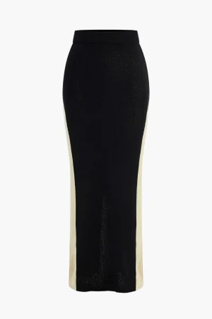 Patchwork Knit Maxi Skirt>MICAS Best