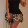 Patchwork Leopard Print Puffy Strapless Mini Dress>MICAS Best