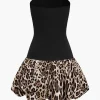 Patchwork Leopard Print Puffy Strapless Mini Dress>MICAS Best