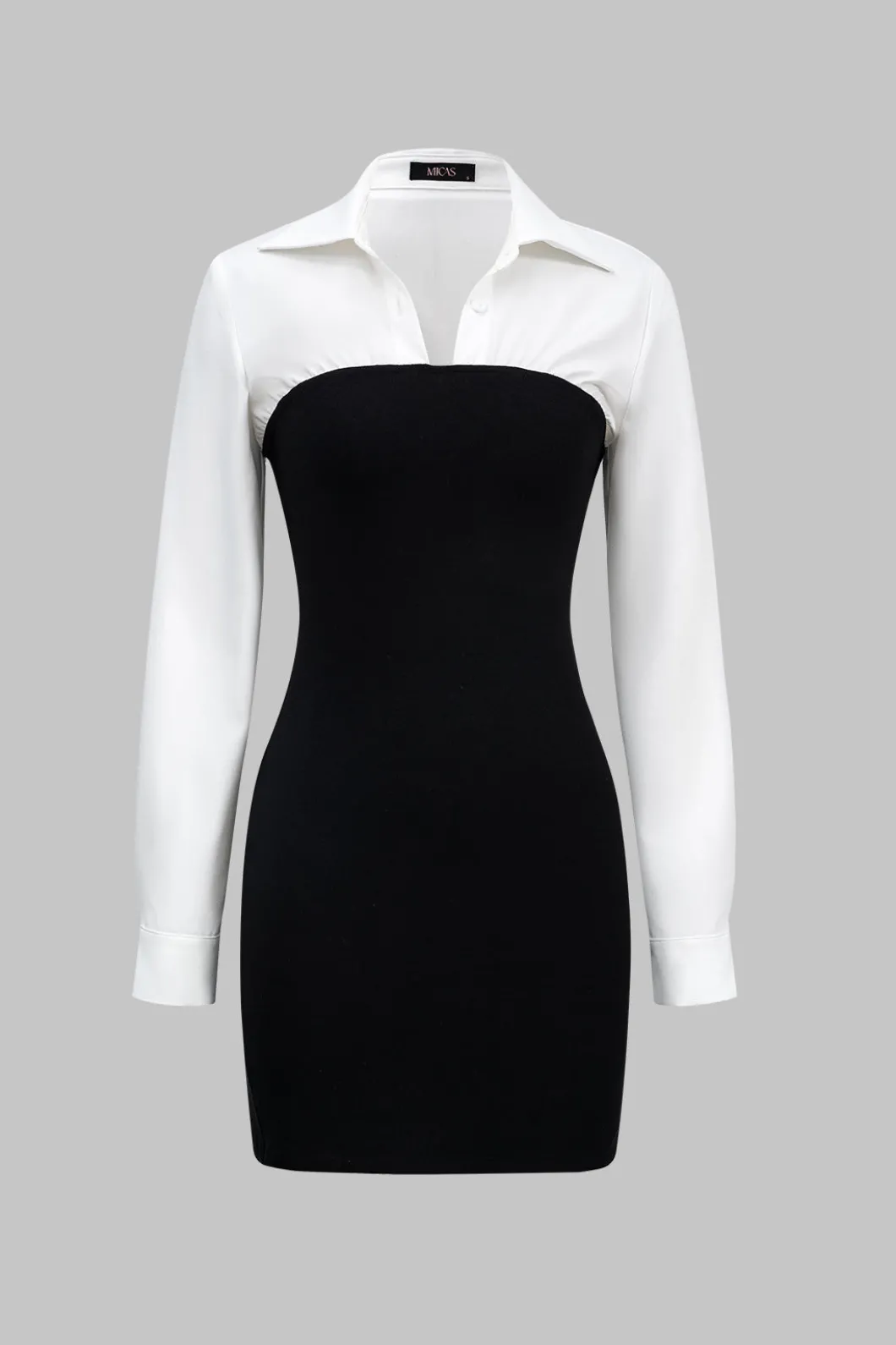 Patchwork Long Sleeve Mini Dress>MICAS Outlet