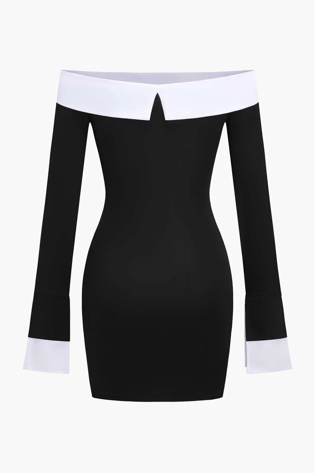 Patchwork Long Sleeve Off Shoulder Mini Dress>MICAS Discount