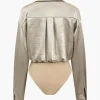 Patchwork Long Sleeve Satin Bodysuit>MICAS Best