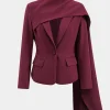 Patchwork Long-Sleeve Notched Lapel Blazer>MICAS New