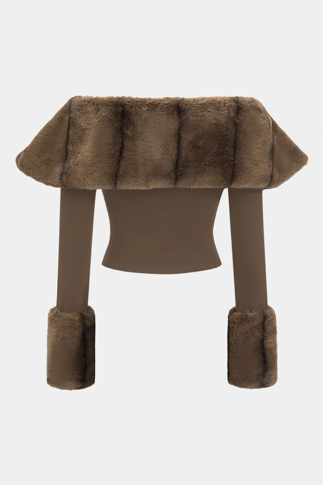 Patchwork Off Shoulder Long-Sleeve Top>MICAS New