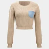 Patchwork Pocket Sweater Long-Sleeve Top>MICAS Fashion
