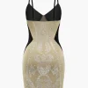 Patchwork Rhinestone Spaghetti Strap Sleeveless Mini Dress>MICAS Outlet