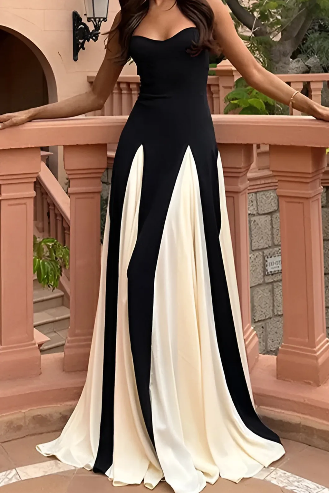 Patchwork Spaghetti Strap Maxi Dress>MICAS Online