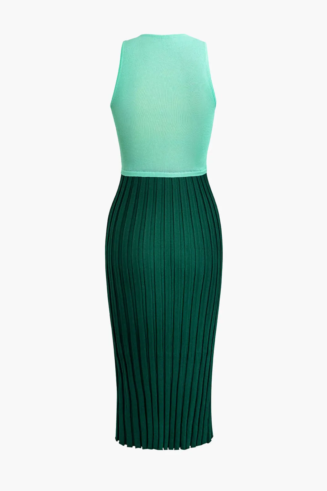 Patchwork V-Neck Tank Knit Midi Dress>MICAS Fashion