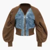 Patchwork Zipper Denim Outerwear Jacket>MICAS Fashion