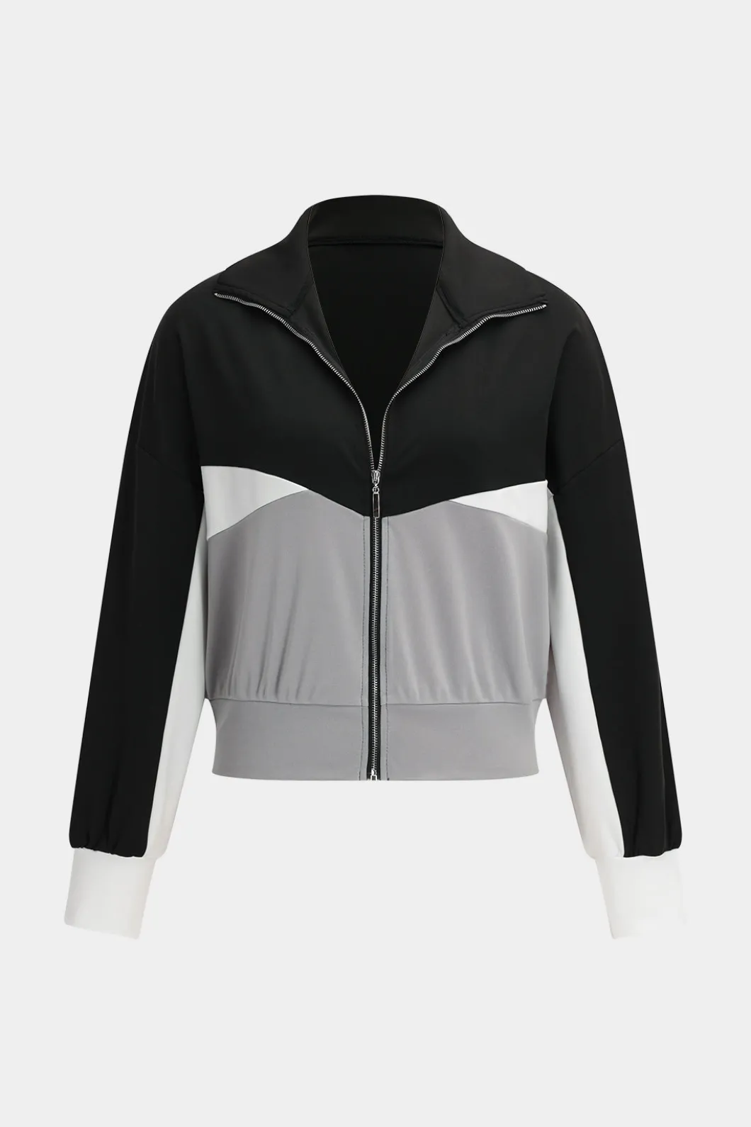 Patchwork Zipper Jacket And Flared Leg Trousers Set>MICAS Best