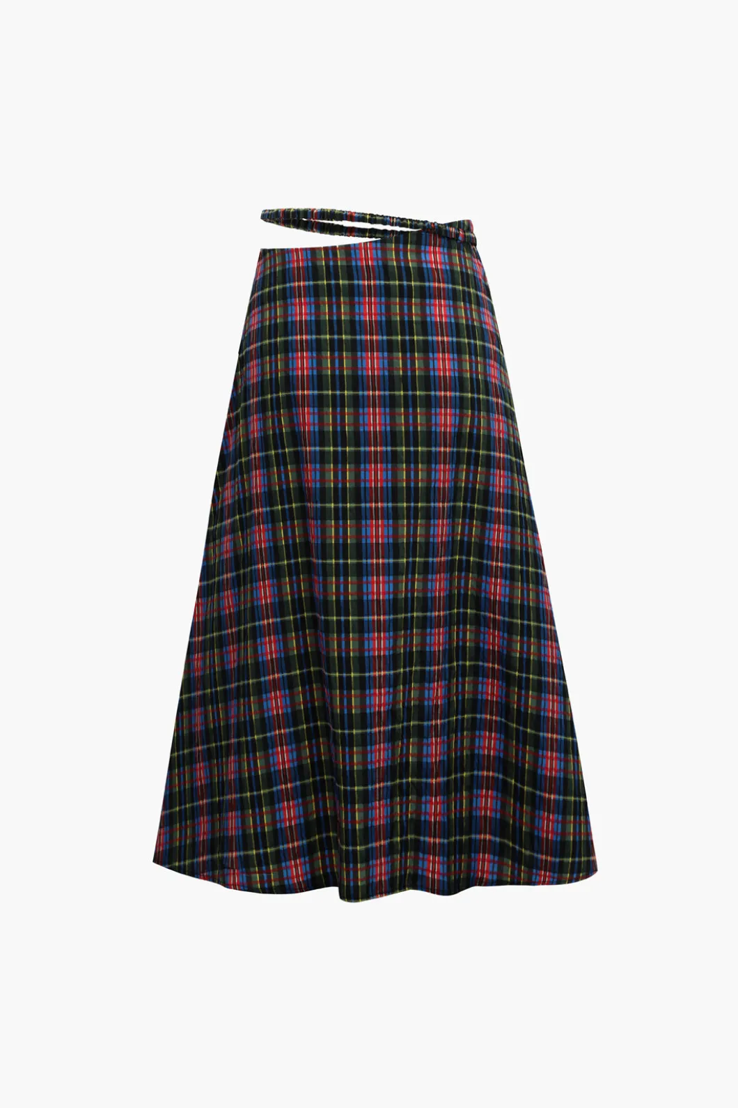 Plaid Cut Out Waist Midi Skirt>MICAS Discount