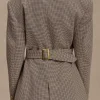 Plaid Print Notched Lapel Button Belted Blazer>MICAS Discount