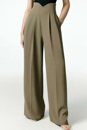 Pleated Asymmetrical Wide Leg Trousers>MICAS Outlet