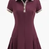 Pleated Button Short Sleeve Mini Dress>MICAS Sale