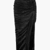 Pleated Halter Backless Top And Split Midi Skirt Set>MICAS Fashion