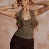 Pleated Mesh Halter Tank Top>MICAS Sale