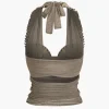 Pleated Mesh Halter Tank Top>MICAS Sale