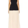 Pleated Patchwork Slit Ruched Strapless Maxi Dress>MICAS Sale