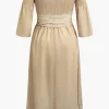 Plus Size Off Shoulder Smocked Maxi Dress With Belt>MICAS Best